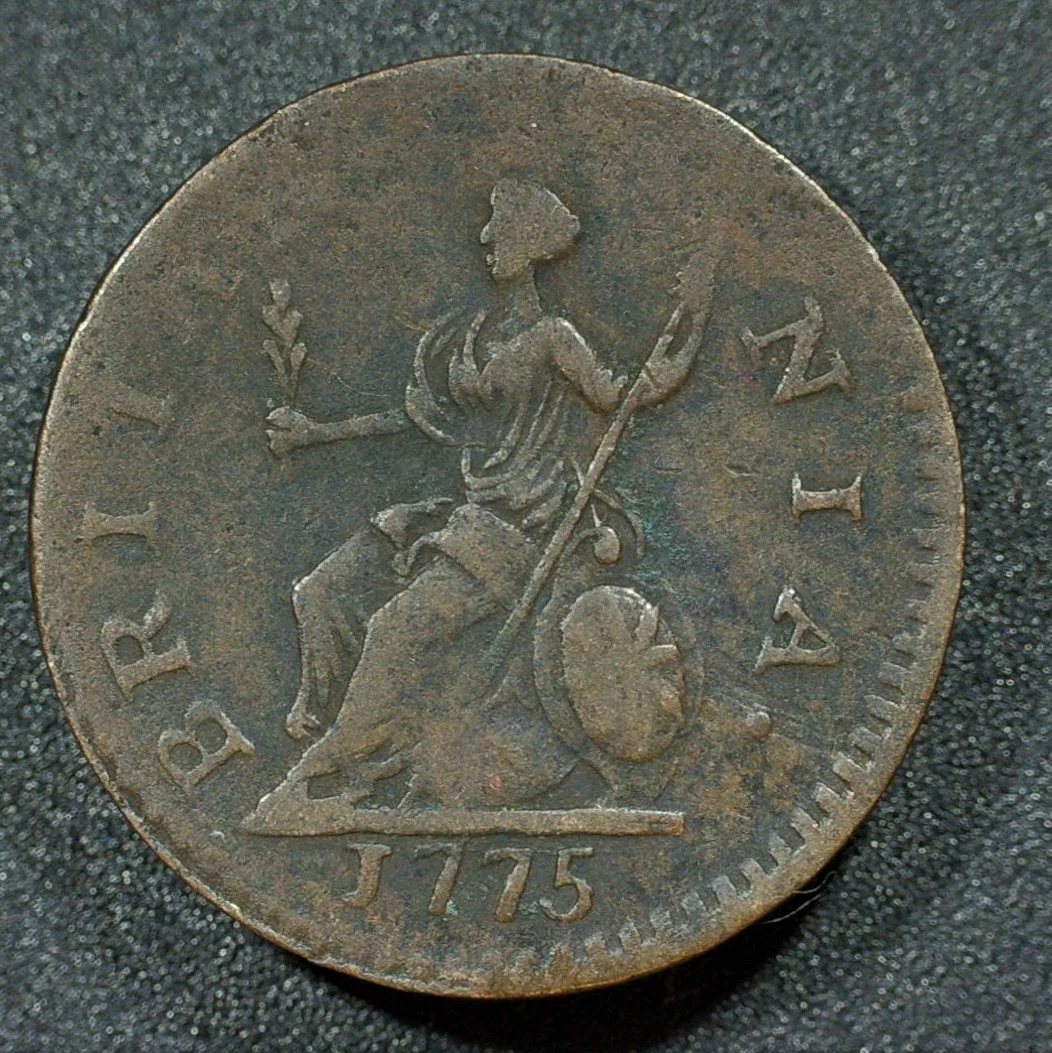 George III. Farthing. 1775. Counterfeit/Evasion - Image 3