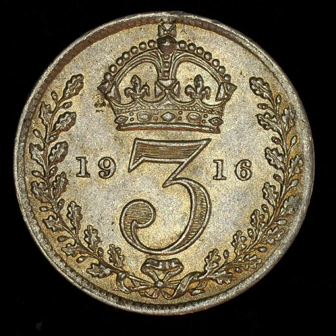 George V. Threepence. 1916 - Image 3