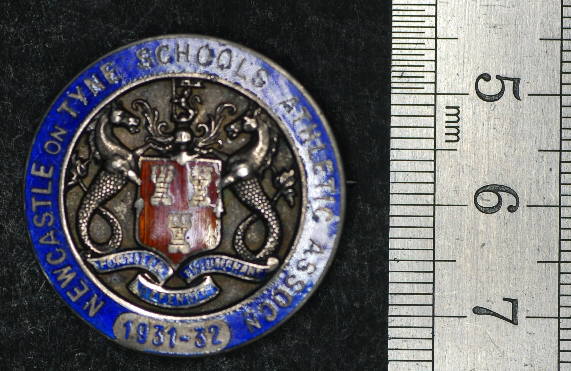 Silver enamelled pin badge. Newcastle athletics. - Image 3