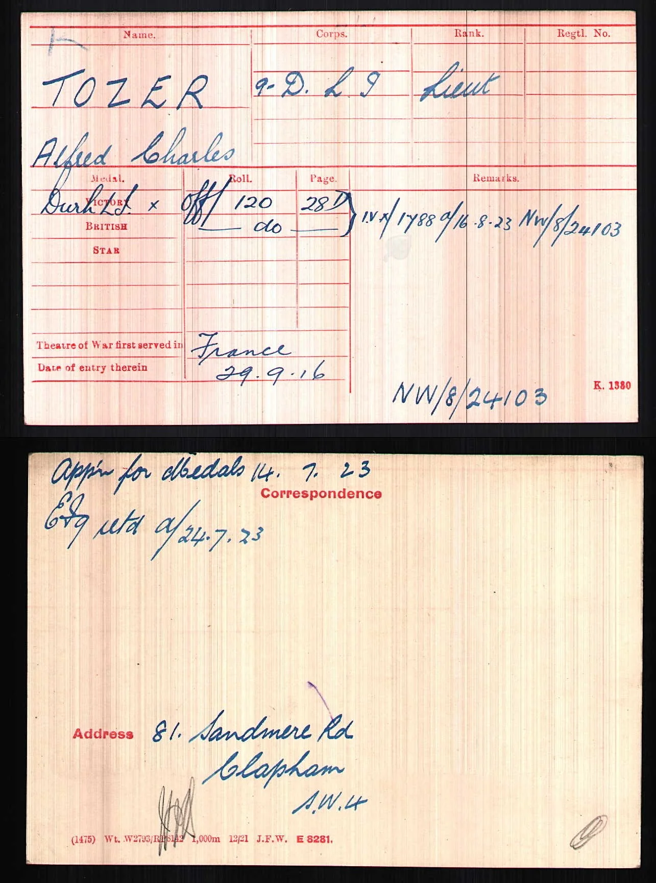 WW1 Pair & Masonic. Lieutenant A.C.Tozer. Durham Light Infantry - Image 7